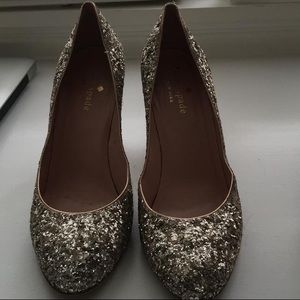 Kate Spade Gold Glitter Heels